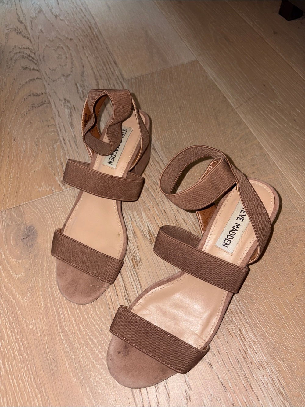 Steve Madden Brown Suede Elastic Strap Sandals